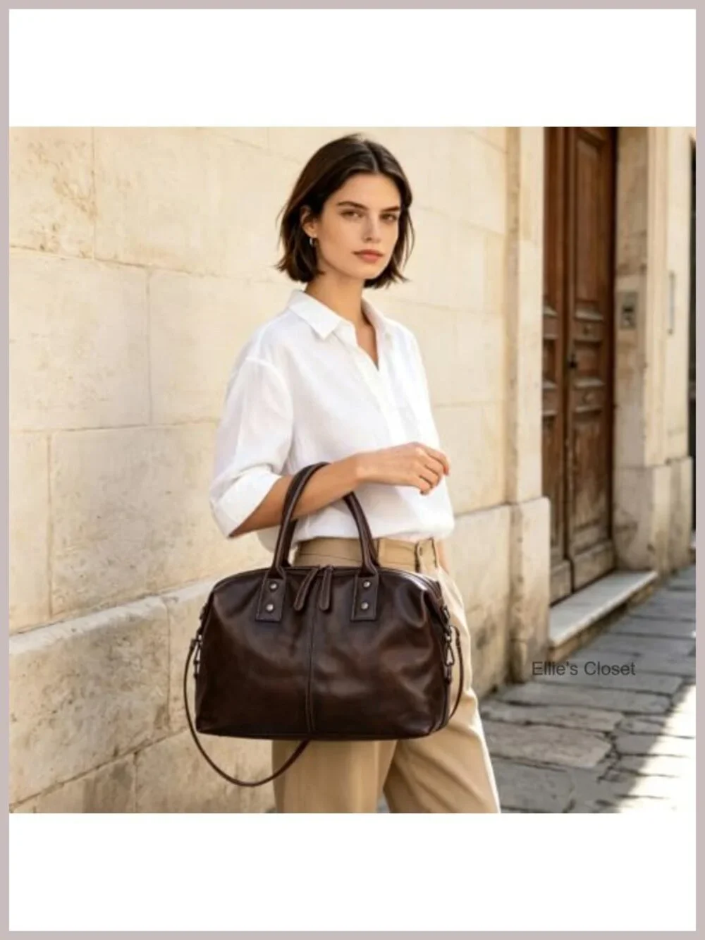 Genuine Leather Satchel Tote Bag Top Handle Designer Shoulder Bag